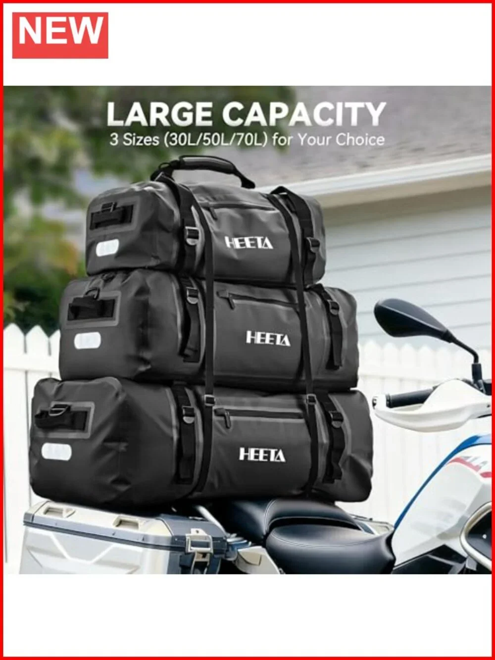50L Heavy-Duty PVC Motorcycle Waterproof Dry Bag Duffel Travel